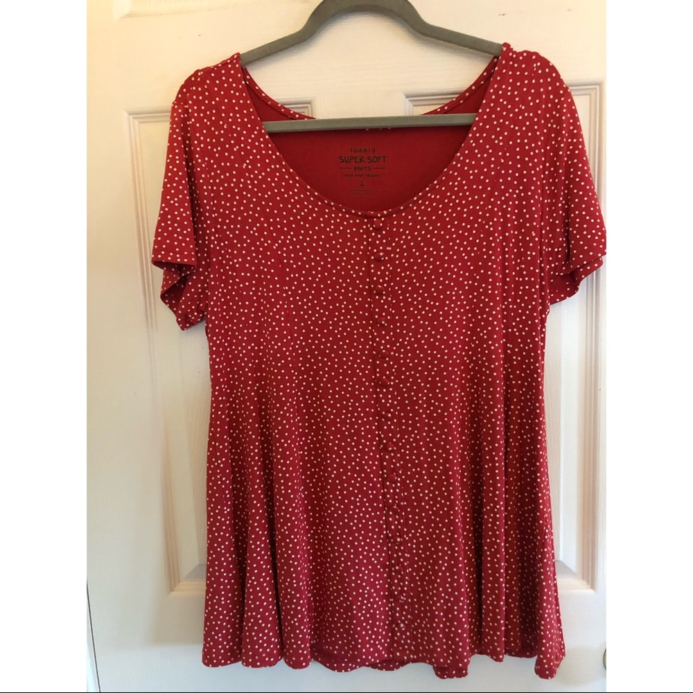 NWOT Torrid Red Polka Dot Top Soft Swing